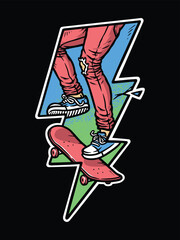 people playing skateboard with lightning shape