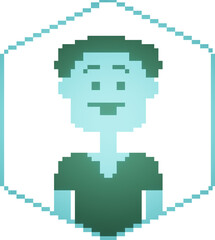 Obraz premium Visage in Pixels: A Biochromatic Journey of Animated Voxel Art