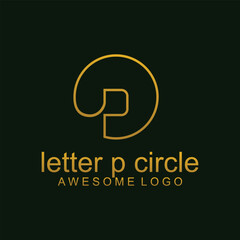 Letter P circle luxury logo template color