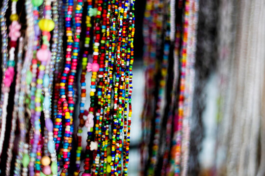 Colorful Beads Background, background for advertisement and wallpaper in necklace and beauty industry scene. The picture is used as a decoration idea.