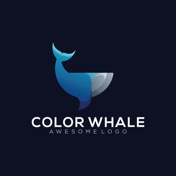 Whale logo illustration gradient color style