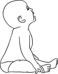 Sitting Baby Outline Illustration Vector