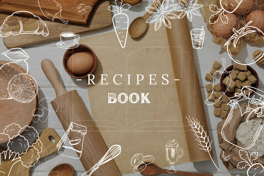 Concept of cooking and preparing food with recipe book