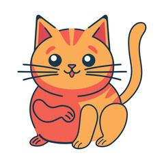 Fluffy kitten sitting, smiling and cute