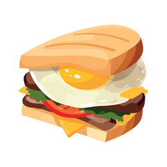 Grilled sandwich with egg and fresh vegetables
