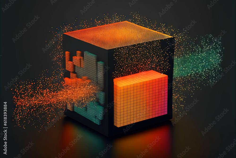 Aufkleber Big data abstract concept with data clusters collected by server. Digital sorting and management concept. Generated AI.
