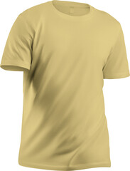 Mockup of yellow unisex t-shirt, canvas bella, 3D rendering, png, front