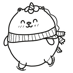 Christmas Unicorn hands drawn 