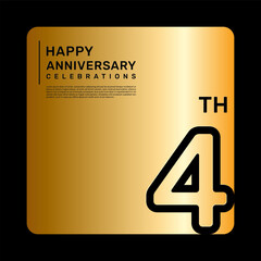 4th anniversary celebration template design with simple and luxury style in golden color