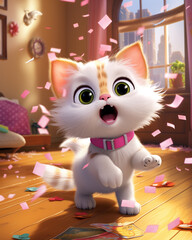Fototapeta premium vibrant energy of a young cat as it joyfully interacts. Generated AI