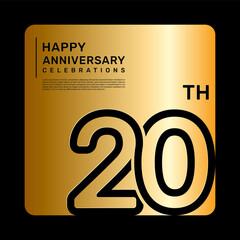 20th anniversary celebration template design with simple and luxury style in golden color