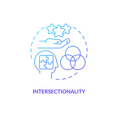 Intersectionality blue gradient concept icon. Person identity. Social justice. Mental health. Cultural competence. Unique experience abstract idea thin line illustration. Isolated outline drawing