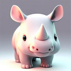 Cute rhinoceros, 3D style, creative AI design. 