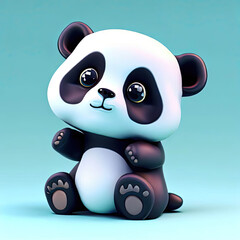 Cute panda 3D style creative AI design.