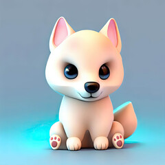 Cute wolf 3D style creative AI design.