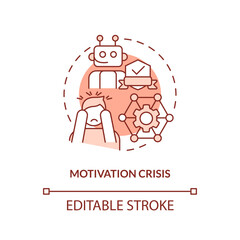 2D thin line blue icon representing motivation crisis, isolated customizable vector illustration, innovation in education.