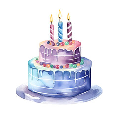 birthday cake isolated on white illustration watercolor party