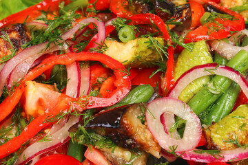 salad with shrimp, avocado and vegetables