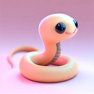 Cute snake 3D style creative AI design
