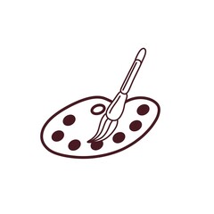 Artist palette with brush. Artist palette icon. Icon for Instagram stories, sites, other social networks.