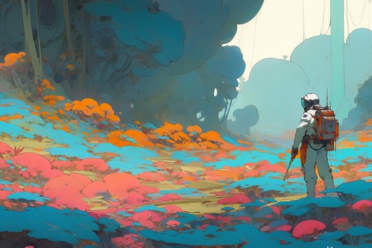 An alien planet surface pop art running tracks