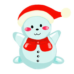Watercolor and drawing for cute cartoon smile snow beer. Digital painting of icon illustration. Christmas and new year element decoration on holiday.