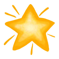 Watercolor and drawing for cute yellow moon. Digital painting of icon illustration. Christmas and new year element decoration on holiday.