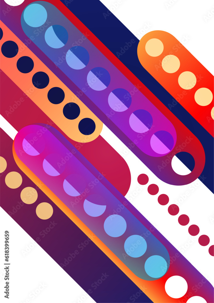 Poster abstract geometric colorful background with circles, rounded rectangles. graphic pattern of simple s