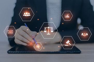 Legal advice online, labor law concept, layer or notary working for business company.