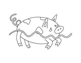 coloring page with swimming pig