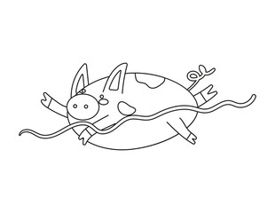 coloring page with swimming pig