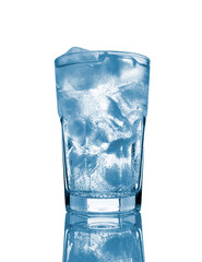 Glass of mineral water with ice, soft drink