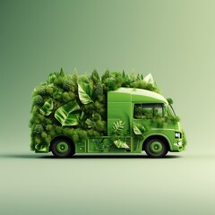 Green truck eco logistic concept.