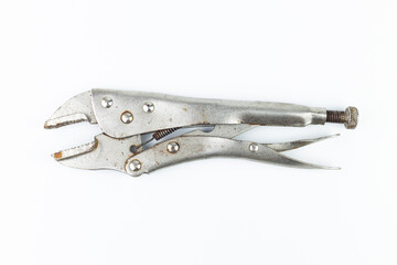 Old rusty pliers isolated on white background. Clipping path included.