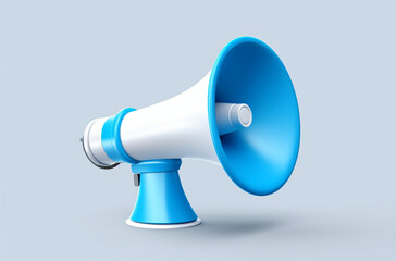 3D Icon Megaphone with blue and white color