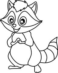 Raccoon line art vector for coloring book page