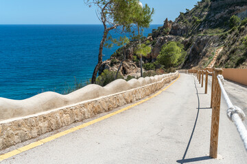 Way to vacation on the Mediterranean beach in Spain
