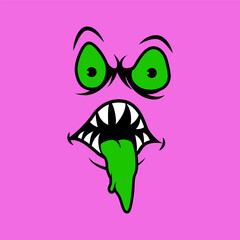 Obraz premium Cartoon Monster Faces. Vector art illustration for monster face character. Vector eps 10