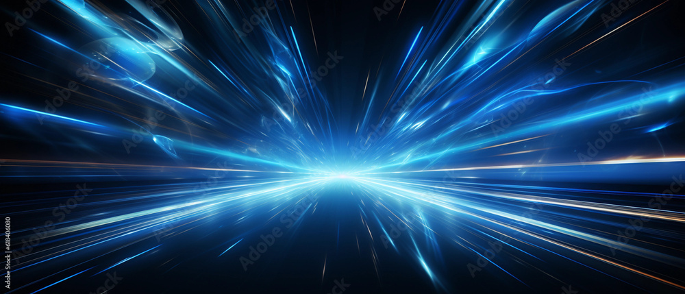 Wall mural vector abstract, science, futuristic, energy technology concept. digital image of light rays, stripe