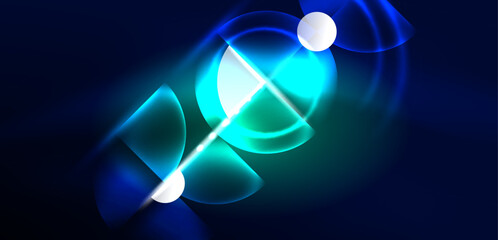 Neon light glowing circles vector abstract background