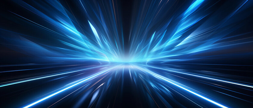 Vector Abstract, science, futuristic, energy technology concept. Digital image of light rays, stripes lines with blue light background