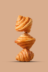 Creative layout made of croissant with levitation style