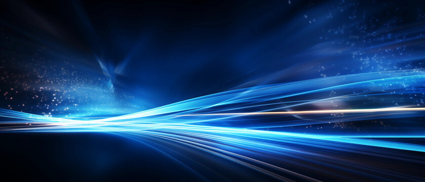 Vector Abstract, science, futuristic, energy technology concept. Digital image of light rays, stripes lines with blue light background