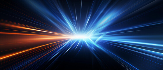Vector Abstract, science, futuristic, energy technology concept. Digital image of light rays, stripes lines with blue light background