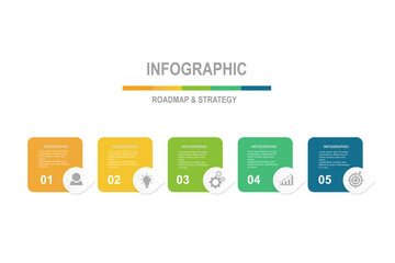 infographic elements  template, business concept with, 5 steps  , multi color rectangle shape design for workflow layout, diagram, annual report, web design.Creative banner, label vector
