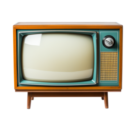 Vintage television on white background
