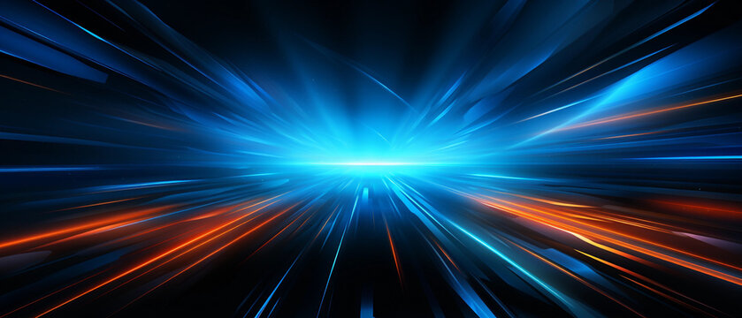 Vector Abstract, science, futuristic, energy technology concept. Digital image of light rays, stripes lines with blue light background