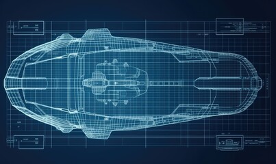 The technical drawing of the spaceship reveals its advanced propulsion and navigation systems. Creating using generative AI tools