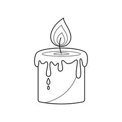 Candle icon. Cartoon illustration of a burning candle isolated on a white background. Winter holiday illustration. Vector 10 EPS.