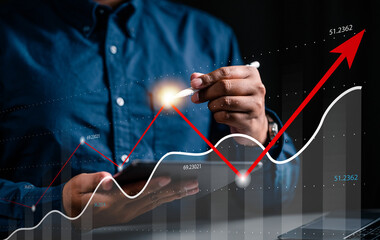 Data analysis Corporate strategy for finance, Stocks and marketing, Analyst working with Business...